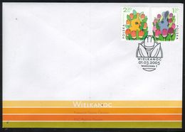 POLAND FDC 2005 EASTER RABBIT CHICK FLOWERS ANIMALS BIRDS - Easter