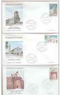 3 FDC Cathédrales Dahomey 21 03 1966. - Brieven En Documenten