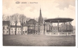 Boussu (Dour-Mons-Hainaut)-1913-Grand'Place-Commerces:Tailleur-Boucherie-Hôtel-Kiosque-Phototypie Préaux Frères, Ghlin - Boussu