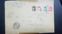 O) 1941 EGYPT, FRONT LETTER, KING FAROUK-SCOTT A66.SET. COVER CENSORSHIP, FROM CAIRO  TO USA - Brieven En Documenten