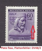 Bohemia & Moravia Böhmen Und Mähren 1943 MNH ** Mi 114 Sc B15 Karel IV. Winter Relief. Winterhilfswerk. Plate Flaw DV48. - Neufs
