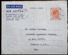 CHINA CHINE CINA HONGKONG 1952 AIR LETTER  TO U.S.A. - 1941-45 Japanisch Besetzung