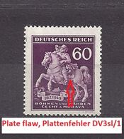 Bohemia & Moravia Böhmen Und Mähren 1943 MH * Mi 113 Sc 84 Stamp Day. Tag Der Briefmarke. Plate Flaw, Plattenfehler.DV3s - Ungebraucht