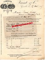 38- GRENOBLE- LETTRE VICAT - CIMENTS CIMENT CIMENTERIE- 1895 PORTLAND -PROMPT -DEMI LENT URIAGE - 1800 – 1899