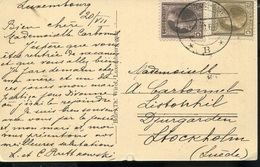 LUXEMBOURG MIXED FRANKING POSTCARD TO SWEDEN - Gebraucht