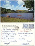 Ireland 1964 Postcard Lough Dan, C. Wicklow, Dún Laoghaire To Neuilly France, Scott 111 Pair - Wicklow