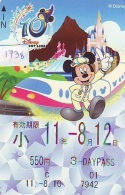 Carte Prépayée Japon * DISNEY * RESORT LINE  (1738) MICKEY * TRAIN  550 YEN  * CHIILD * 3 DAYPASS * JAPAN PREPAID CARD - Disney