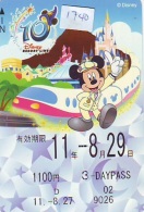 Carte Prépayée Japon * DISNEY * RESORT LINE  (1740) MICKEY * TRAIN  1100 YEN  * ADULT * 3 DAYPASS * JAPAN PREPAID CARD - Disney