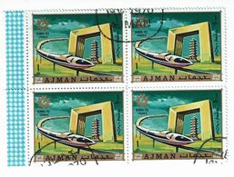 Ajman , 1970 , Expo 70 , Osaka , Japan , Train , 4 Stamps Block - 1970 – Osaka (Giappone)