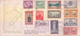 NEW ZEALAND : REGISTERED FIRST DAY COVER : 01-04-1946 : PEACE ISSUE : COMPLETE SET OF 11v : SENT TO INDIA VIE AIRMAIL - Storia Postale