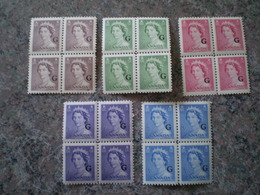 Canada 1951 #  O33 - O34 - O35 - O36 - O37  Overprint Mint 5 Block - Surchargés