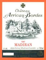 étiquette Vin De Madiran Chateau D'arricau Bordès 1987 Gilbert Terradot à Arricau Bordès - 75 Cl - Madiran