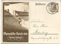 ALEMANIA REICH ENTERO POSTAL JUEGOS OLIMPICOS DE BERLIN 1936 CON MAT STRAUBING - Zomer 1936: Berlijn