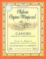 étiquette Vin De Cahors Chateau Cayrou Monpezat 1989  Comte De Monpezat à Albas - 75 Cl - Cahors