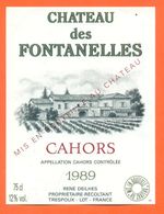 étiquette Vin De Cahors Chateau De Fontanelles 1989 René Deilhes à Trespoux - 75 Cl - Cahors