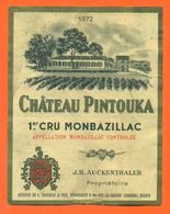 étiquette Ancienne Vin De Monbazillac Chateau Pintouka 1972 Auckenthaler à Sainte Foy La Grande - 75 Cl - Monbazillac