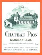 étiquette Vin De Monbazillac Chateau Poin 1986 - 75 Cl - Monbazillac