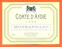 étiquette Vin De Monbazillac Chateau D'aydie 1989 - 75 Cl - Monbazillac