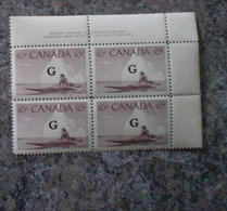 Canada 1950 - 1951 # O39 Plate # 1 Overprint Mint Block - Overprinted