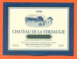 étiquette De Vin De Monbazillac Chateau De La Verdaugie 1990 Lucien Roux à Colombier - 75 Cl - Monbazillac