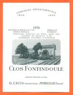 étiquette De Vin De Monbazillac Clos Fontindoule 1976 G Gros à Monbazillac - 75 Cl - Monbazillac