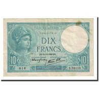 France, 10 Francs, 10 F 1916-1942 ''Minerve'', 1940-10-24, TB, Fayette:7.18 - 10 F 1916-1942 ''Minerve''