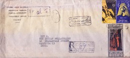 EGYPT : 1963 REGISTERED COMMERCIAL COVER WITH POSTAGE DUE MARKING AND STAMPS ON BACK : SLOGAN CANCELLATION - Covers & Documents