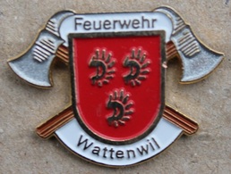 SAPEURS POMPIERS - WATTENWIL - HACHES - SCHWEIZ - SUISSE - FEUERWEHR - FIREFIGHTER SWISS -   (BLEU) - Pompiers