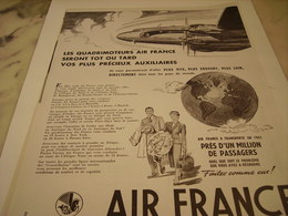 ANCIENNE PUBLICITE VOYAGE AIR FRANCE 1952 - Advertisements