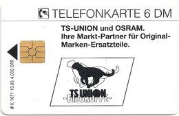 Germany - TS-Union Und Osram - K 1671 - 10.93, 6DM, 4.000ex, Used - K-Series : Série Clients