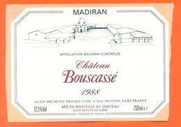 étiquette Vin Autocollante De Madiran Chateau Boucassé 1988 Alain Brumont à Maumusson  - 75 Cl - Madiran