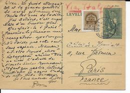 1940 - HONGRIE - CARTE ENTIER POSTAL De VAC => PARIS Via ITALIE - Enteros Postales