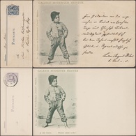 München 1900. Privatpost Courier, Ganzsache. Les Deux Tirages. Enfant Pieds Nus Et Cigarette, Peinture. RRR - Drogue
