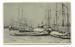 NAVI AL PORTO COPERTE DI NEVE ILLUSTRATA -  VIAGGIATA 1907 FP - 1900-1949