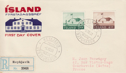 Enveloppe  Recommandée   FDC  1er  Jour     ISLANDE    Ancien  Siége  Du  Gouvernement   1958 - FDC