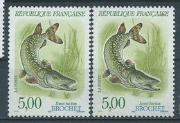 [19] Variétés : N° 2666 Brochet Herbier Vert-jaune Au Lieu De Vert + Normal ** - Ongebruikt