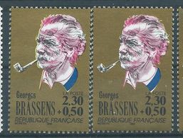 [19] Variétés : N° 2654 Georges Brassens Grosse Pipe + Normal ** - Ongebruikt