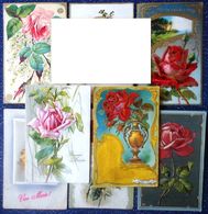 CPA Lot 8 X Litho RELIEF DORURE Illustrateur HAMEL BRASCH  Klein KOPAL EAS K.F. THEME FLEUR  ROSE SEULE En MEDAILLON - Verzamelingen & Kavels