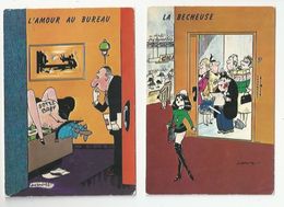 ILLUSTRATEUR :LASSALVY - HUMOUR - LOT DE 2 CARTES  - L'AMOUR AU BUREAU - LA PIMBECHE - - Lassalvy