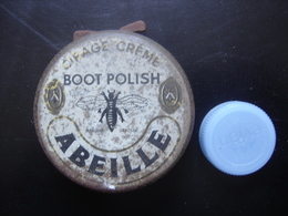 Boite Ancienne Métal ABEILLE CIRAGE BOOT POLISH Peut Etre A Moitie Pleine Vintage COUVERCLE NON OUVERT - Boîtes