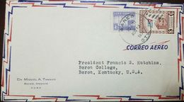 L) 1951 CUBA, FLAG ON CUBAN FORT, SCOTT AP24, 8C RED BRN, BL & RED, COMMUNICATIONS PALACE, BANES OTE, CIRCULATED COVER - Briefe U. Dokumente