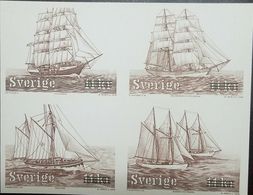 O) 2008 SWEDEN, PROOF-IMPERFORATE SAILING SHIPS, SCOTT A879-TRAINING SHIP GUNILLA-GRATITUDE-GLADAN AND FALKEN.XF - Saggi E Prove