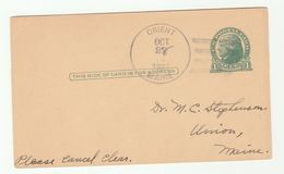 1937 Orient Maine USA Postal STATIONERY Card Cover Stamps - 1921-40