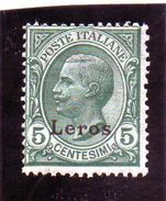 P - 1912 Italia - Leros - Francobollo D'Italia Del 1901/11 Soprastampato (linguellato) - Egée (Lero)