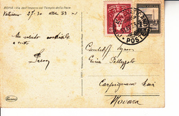 Vaticano (1933) - 20+5 Cent. "Giardini E Medaglioni" Su Cartolina "5 Parole" - Briefe U. Dokumente