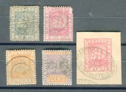 Guyane Britannique - Lot De 4 Valeurs + 1 Découpe D 'entier Oblitérés Avant 1900  états Divers  - T26 - Guayana Británica (...-1966)