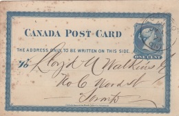 CANADA 1879 - One Cent Ganzsache Auf Firmen Pk Gel.Toronto - Briefe U. Dokumente