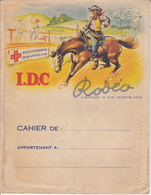 VP-GF.18-143 : PROTEGE-CAHIER.  I.D.C. RODEO. COW-BOY. CHEVAL. BISCUITS BONBONS  A. NOTELAERS. TOURCOING. NORD. - Protège-cahiers