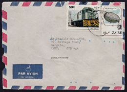 Ca0104 ZAIRE, Train, Balloon, Kamina Cover To England With I.10(E) Cancellation - Oblitérés