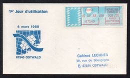 VIGNETTE D AFFRANCHISSEMENT TYPE CARRIER / 1988 OSTWALD - BAS RHIN - ALSACE - SUR LETTRE (ref LE2086) - 1985 « Carrier » Paper